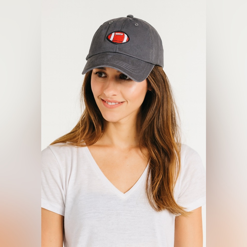 Football embroidered gray cap hat
